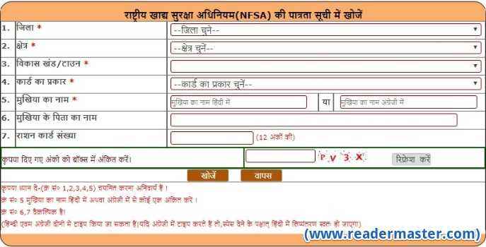 NFSA Uttar Pradesh Ration Card List (Ration Card ki Puri List)