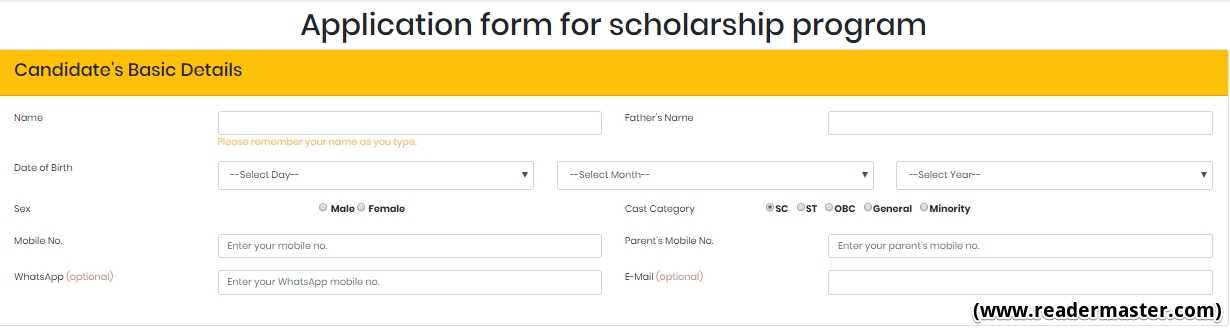 Bihar Scholarship Scheme Online Application Form