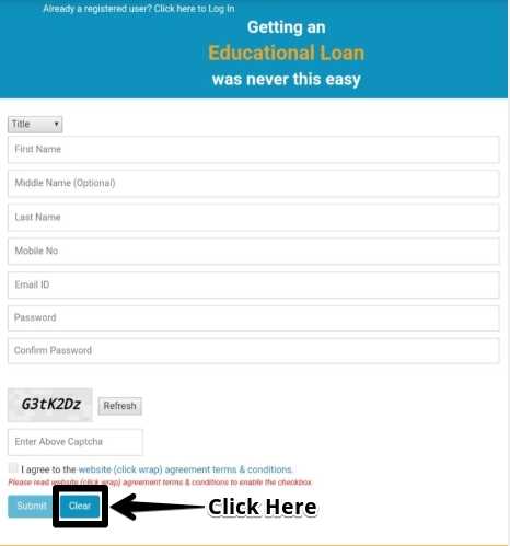 Vidya Lakshmi Education Loan Student Registration/Login