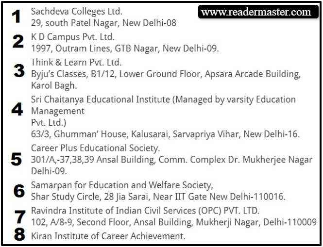 Delhi-SC-ST-Free-Coaching-Scheme-Center-List