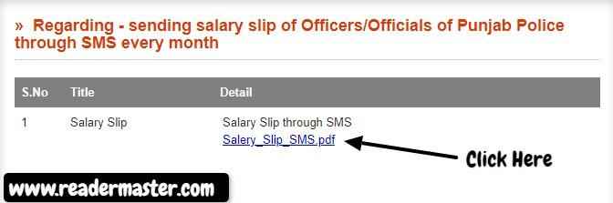 Punjab Police Monthly Salary Pay Slip Download PDF