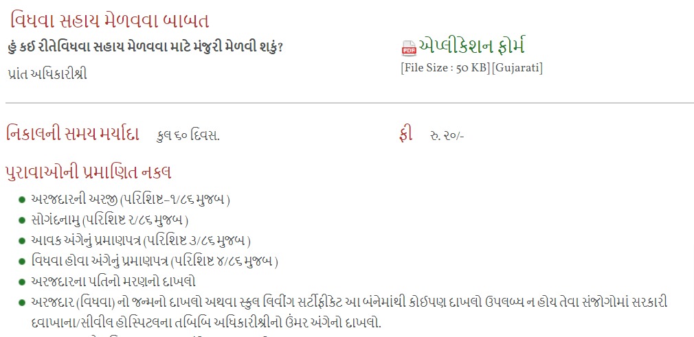 Gujarat Vidhva Sahay Pension Yojna Official Website