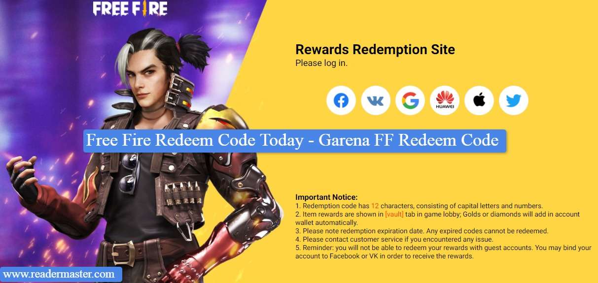 Free Fire Redeem Code Today - Garena FF Redeem Code