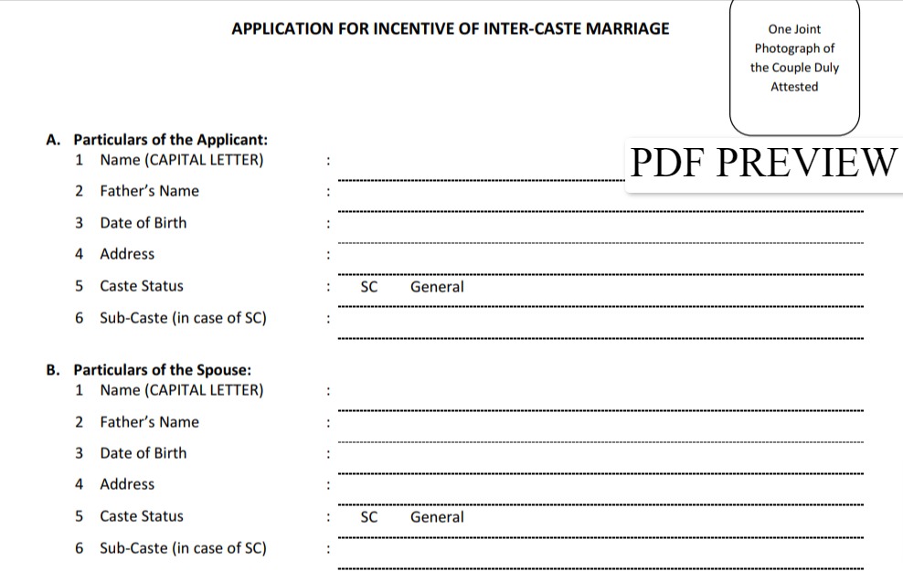 Application for Incentive of Inter-Caste Marriage Scheme under Dr. Ambedkar Foundation