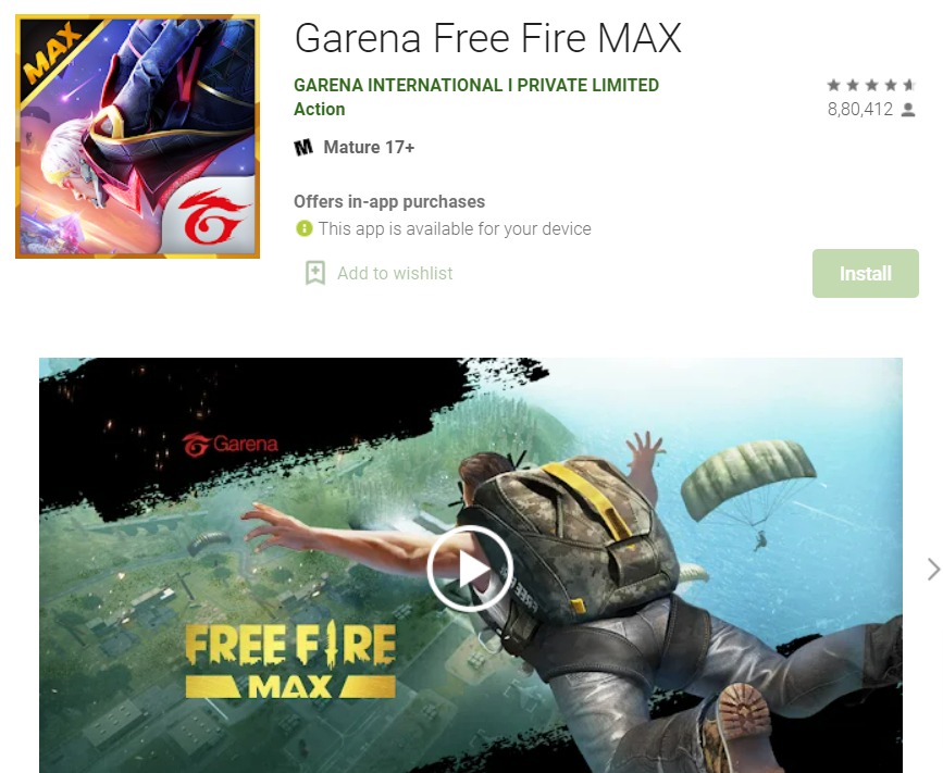 Garena Free Fire MAX App Download on Google Play Store