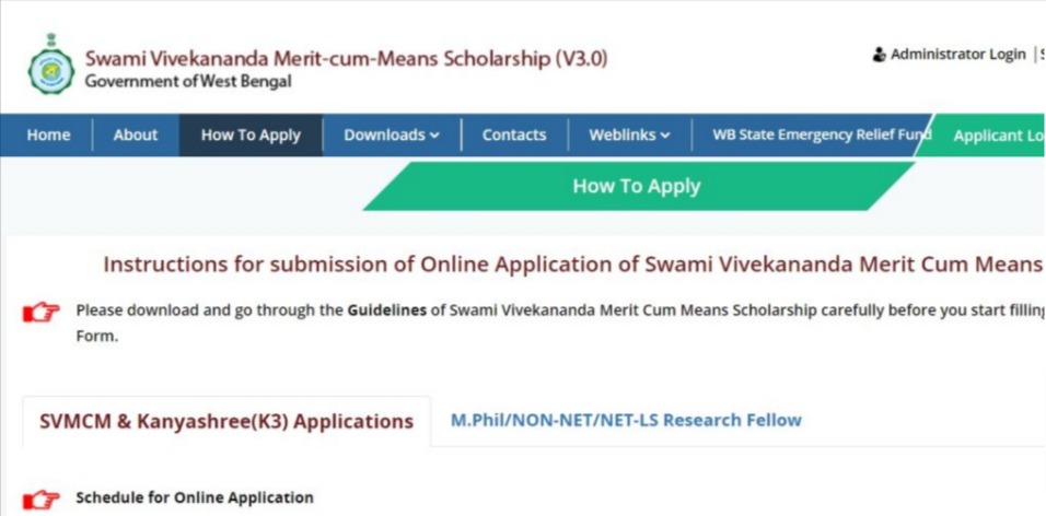 Swami Vivekananda Scholarship Fresh Registration