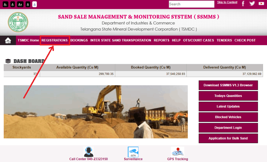 TS Sand Booking Online Registration