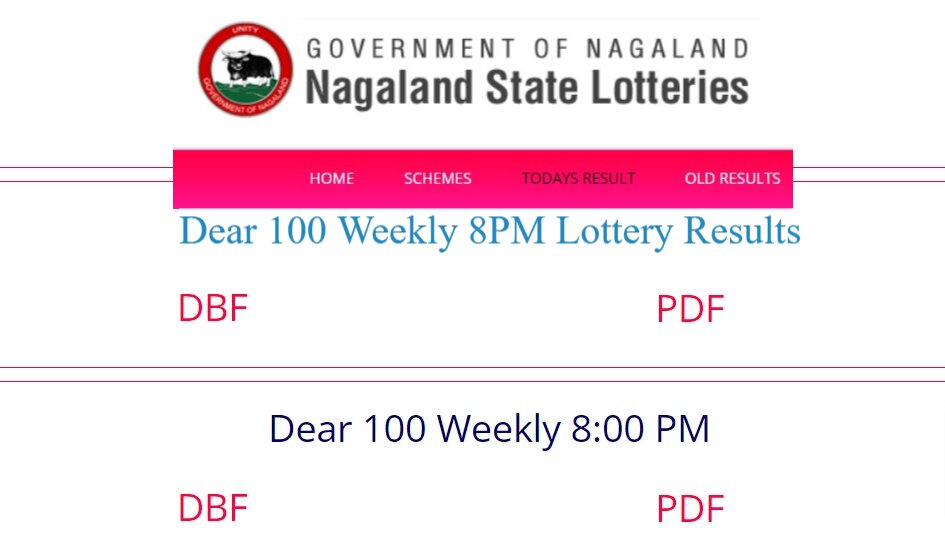 Dear 100 Weekly 4PM and 8PM Lottery Draw Results