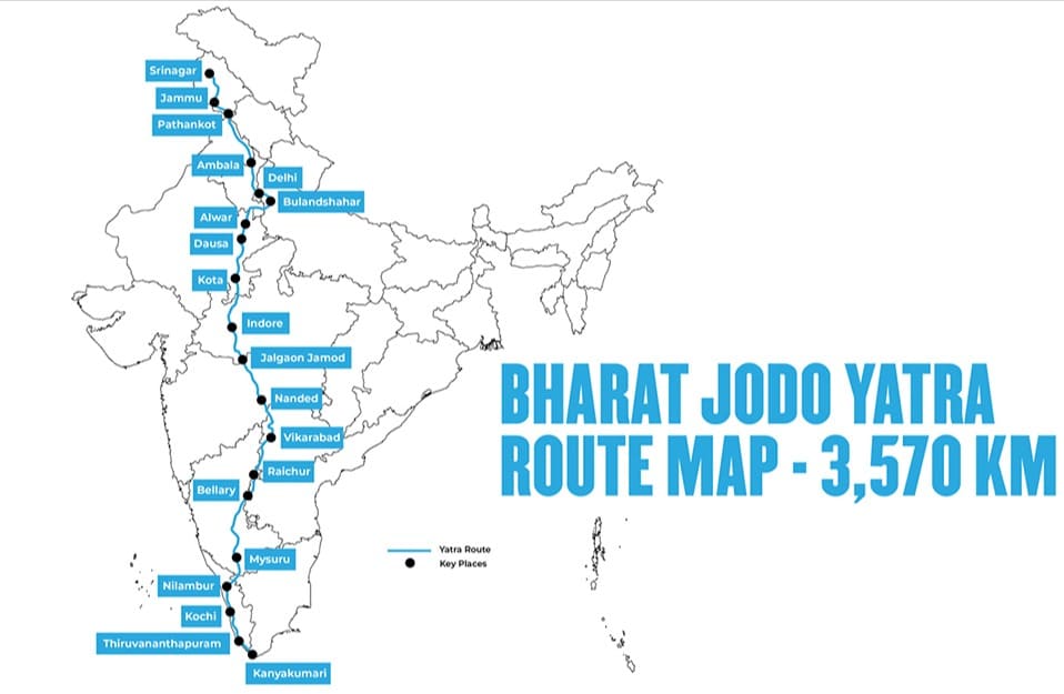 Bharat Jodo Yatra BJY-Route-map