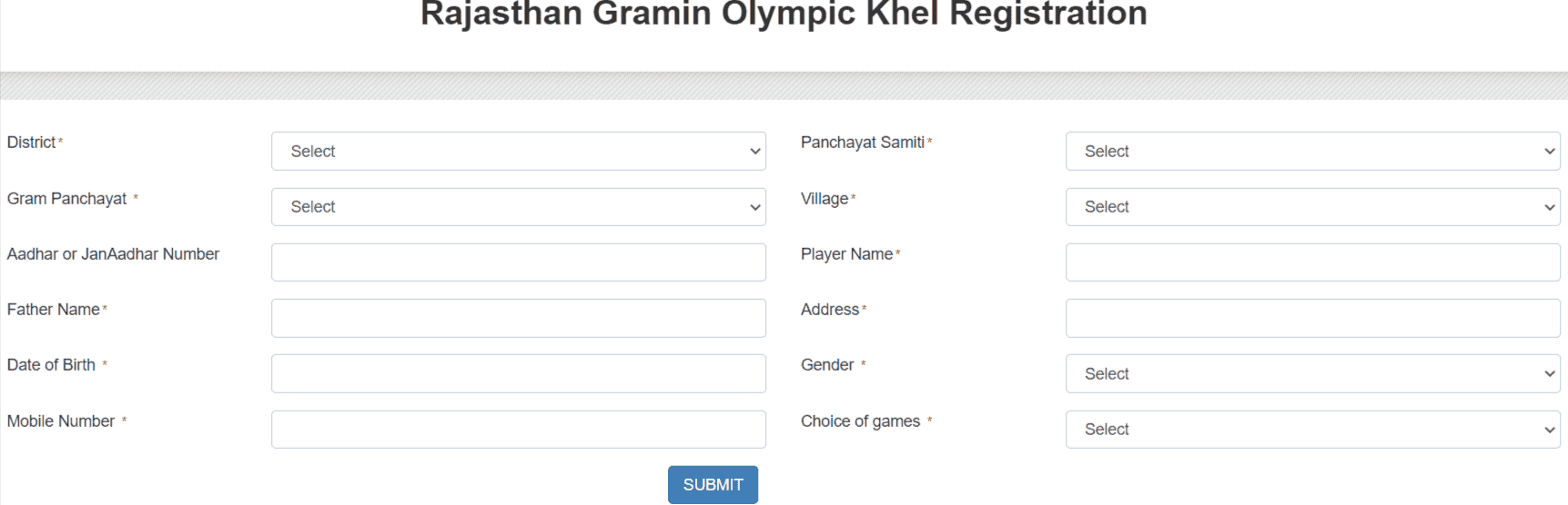 Rajasthan-Gramin-Olympic-Khel-Online-Registration-Form
