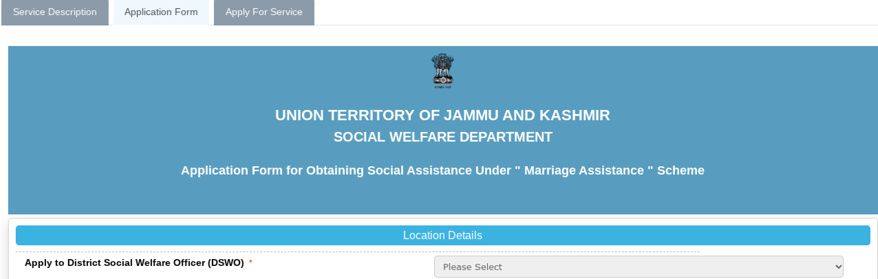 J&K Marriage Assistance Scheme offical website