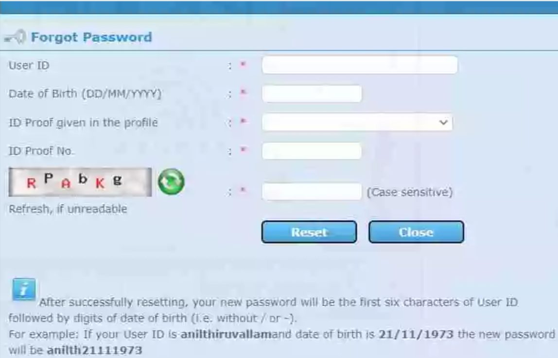 Kerala PSC Thulasi Profile Reset Password