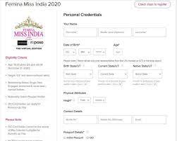 Femina Miss India Audition Online Application Form