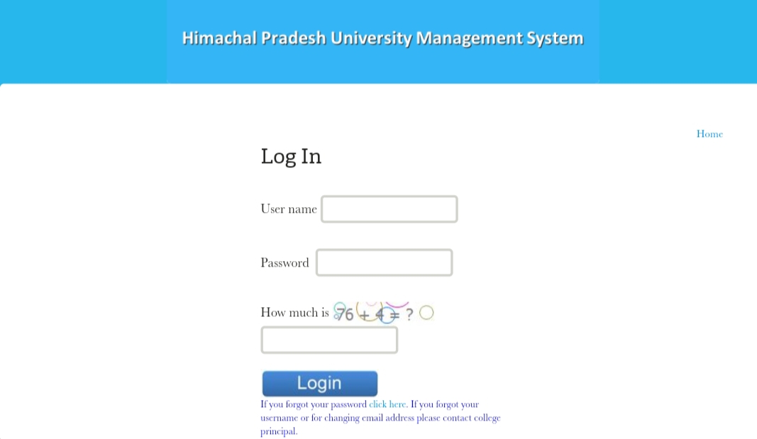HPU Portal Management System Login
