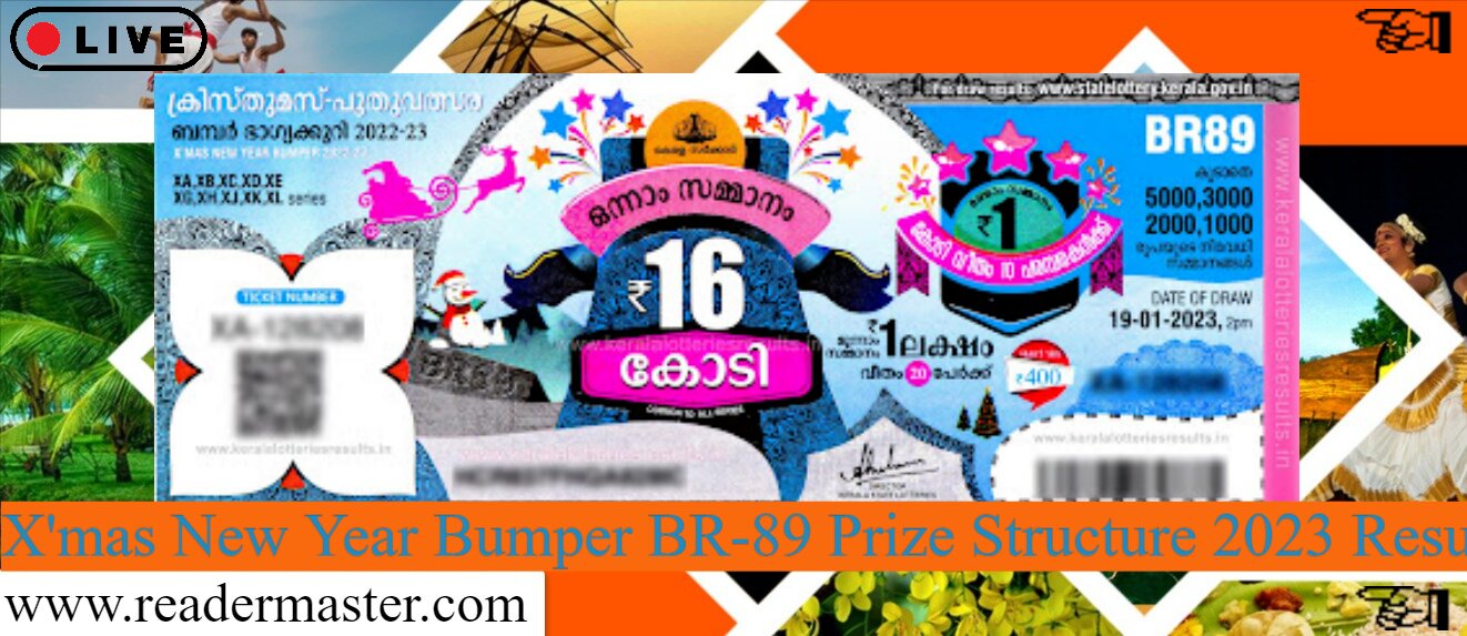 Kerala X'mas New Year Bumper BR-89 Prize Structure 2023 List