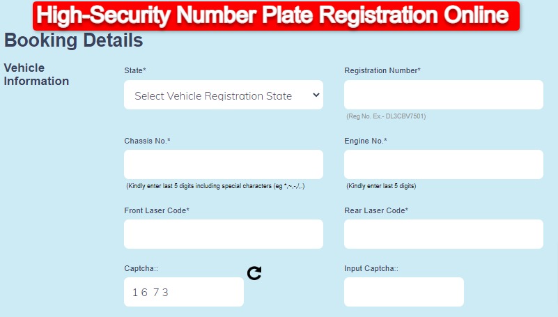 High-Security Number Plate Registration Online