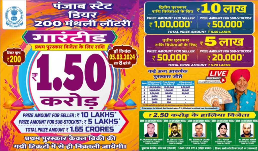 Punjab State Dear 200 Monthly Lottery 05.03.2024 Result Today 8PM Draw Live (1)